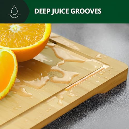 3-Piece Bamboo Cutting Board Set - Heavy Duty Butcher Block with Deep