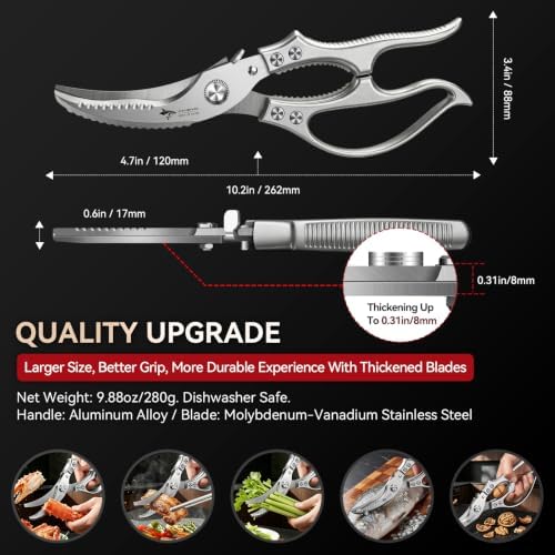 MAD SHARK Heavy Duty Poultry Shears,Spring Loaded Kitchen