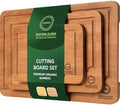 Organic Bamboo Cutting Board Set of 3 – Wooden Kitchen Boards for