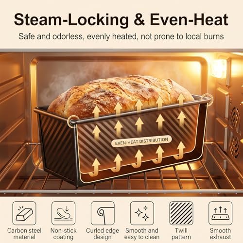 Pullman Loaf Pan with Lid, 13 × 4 Inch 2.2 LB Carbon Steel Bread Pan