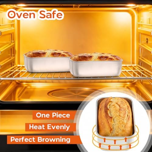 Onader Mini Loaf Pan for Baking Bread 6 Pack, 61⁄4 x 35⁄8 Inch