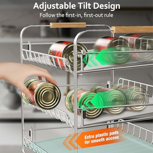 MAXIFFE 3 Tier Can Organizer for Pantry, Space-Saving Adjustable Easy