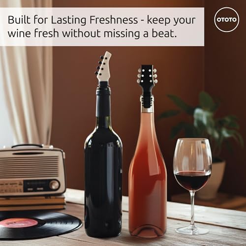 OTOTO Guitar Wine Stoppers Set - Wine Cork, Wine Cap - Unique Kitchen