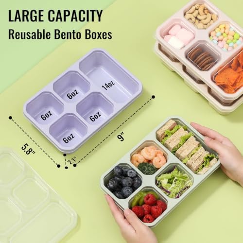 4-Pack Bento Box Adult with Lunch Bag, 5 - Compartment Snack