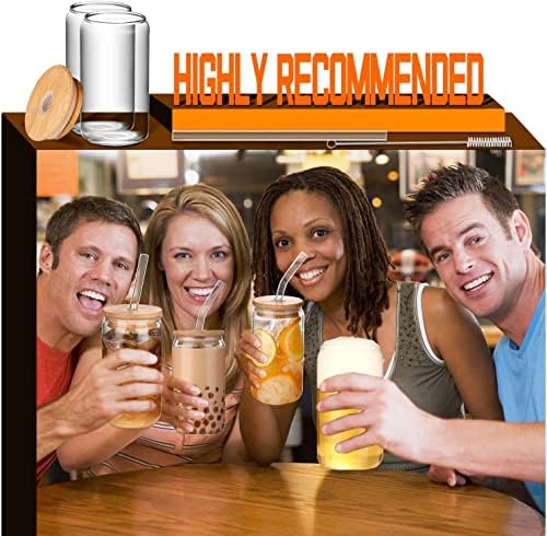 Iced Coffee Cups with Lids,Glass Cups with Lids and Straws,4 Coffee