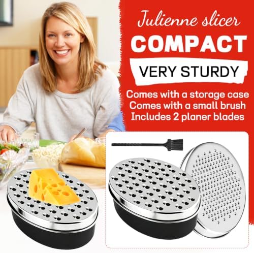 Cheese Grater with Container, Black Stainless Steel Zester for