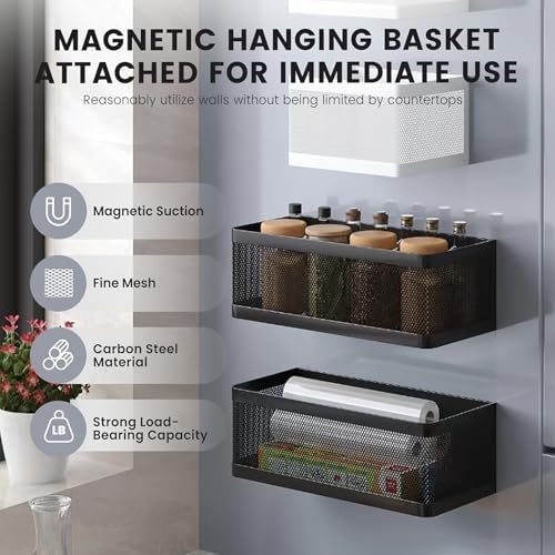 1 Pcs Magnetic Shelf For Fridge, Black, 11''L*4.9''W*3.9''H