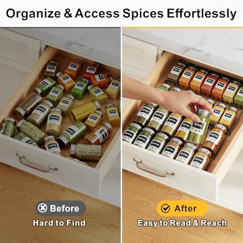iSPECLE Spice Drawer Organizer - See Every Spice & Grab Quickly