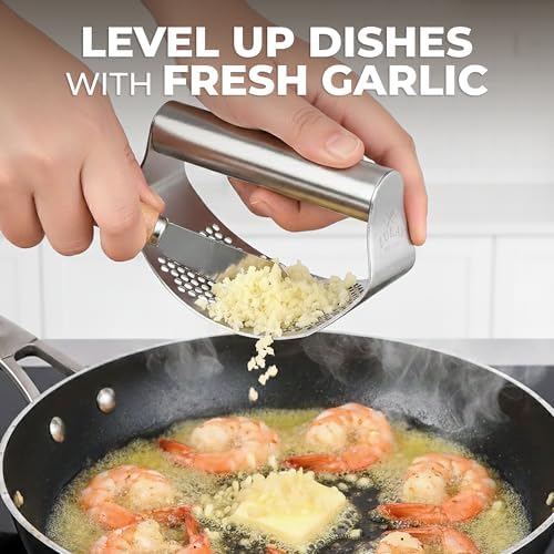 Zulay Kitchen Garlic Press Rocker Set, Stainless Steel
