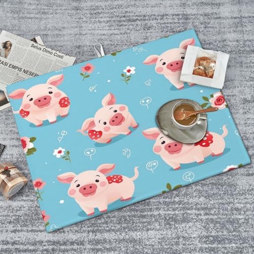 Microfiber Dish Drying Mat For Kitchen Countertop Cute Piggy Lovely