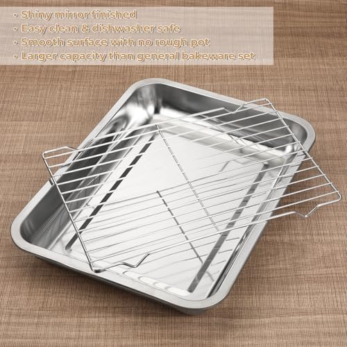 Quarter Baking Sheet Pan with Cooling Rack Set (2 Pans + 2 Racks)
