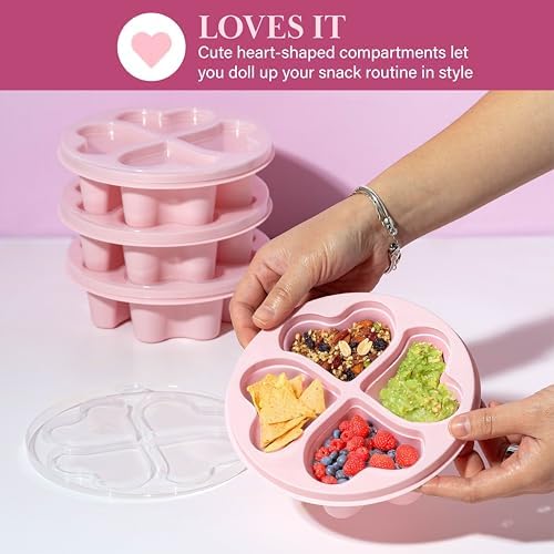 Paris Hilton Stackable Bento Snack Container Set, 4-Compartment Meal