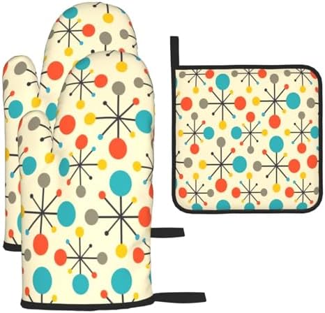 Mid Century Fifties Modern Atomic Retro Oven Mitts and Pot Holders