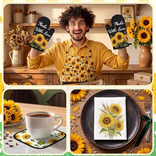 Tieshankao 10Pcs Sunflower Kitchen Decor Accessories Set