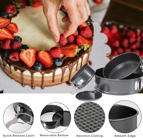 Round Cake Pan Sets for Baking Cake Decorating Supplies: 4 Non-Stick