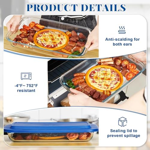 FoldTier Glass Baking Dish with Lid and Carrier, 9 x 13 Inch
