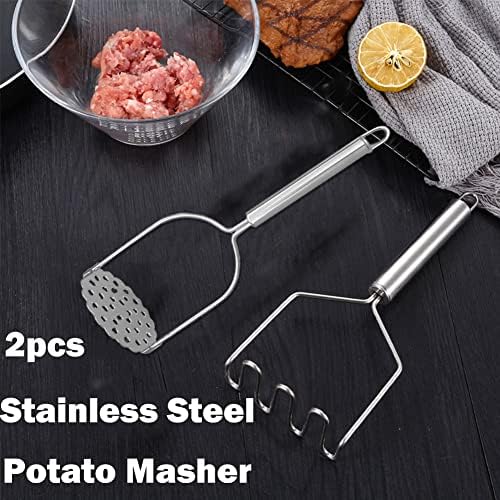 2 Pcs Potato Masher,Stainless Steel Potato Smasher Kitchen Tools and