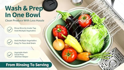 2-Pack Collapsible Colanders with Self-Draining Base, Over Sink-edge