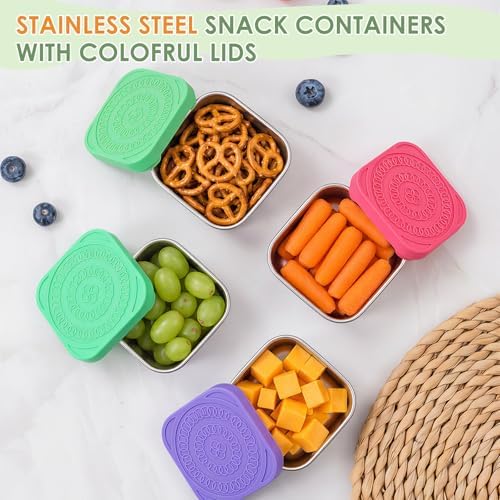12 Pack Stainless Steel Snack Containers with Lids, 6oz