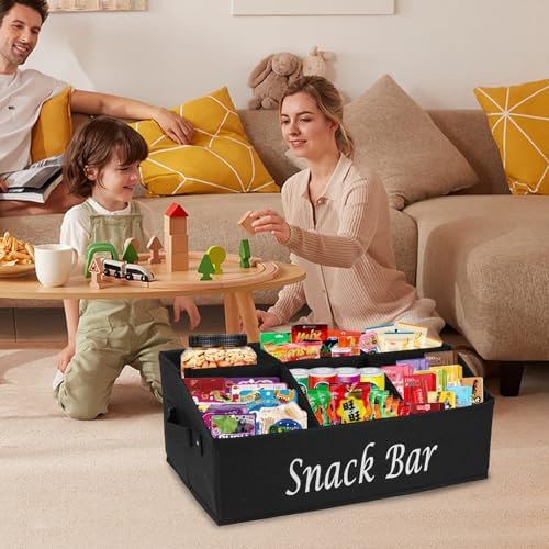 Countertop Fabric Snack Organizer, 6 Compartments, Black