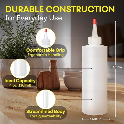 BRIGHTFROM Condiment Squeeze Bottles, 4 OZ Empty Squirt Bottle, Red
