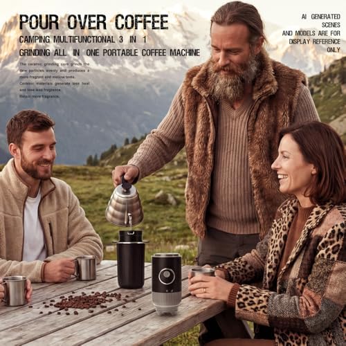 Portable All-in-One American Coffee Maker with Burr Grinder