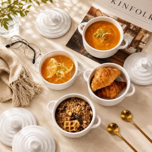 Mini Dutch Oven Set of 4, 14 oz Ceramic Mini Dutch Ovens with Lids and