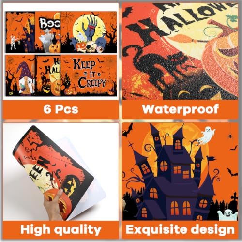 Halloween Plastic Placemats Set of 6 Orange Table mats 17×13×0.04in