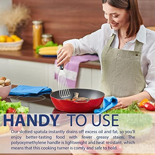 Slotted Stainless Steel Fish Spatula - 11-inch Thin, Heat Resistant
