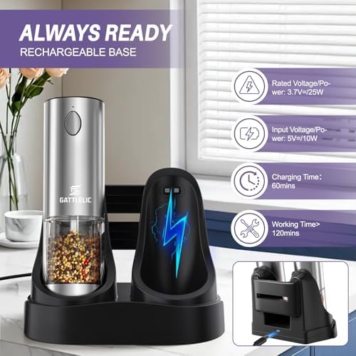 Electric Salt and Pepper Grinder Set, Black