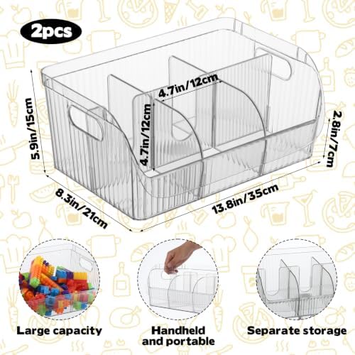 2 Pack Large Snack Chip Bag Organizer for Pantry, 6-Compartment Snack