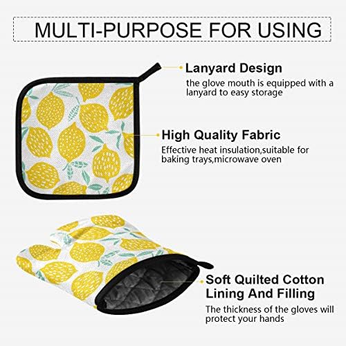QMXO Tropical Leomen Pattern Oven Mitts Quilted Cotton Lining