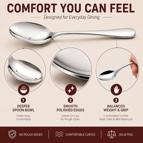 KIKCOIN 40 Pack Silverware Set for 8, Food-Grade Stainless Steel