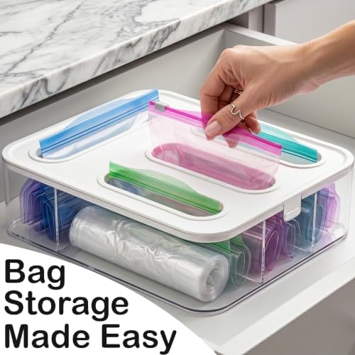 Bag Storage Organizer for Kitchen Drawer, Plastic Bag Container Holder
