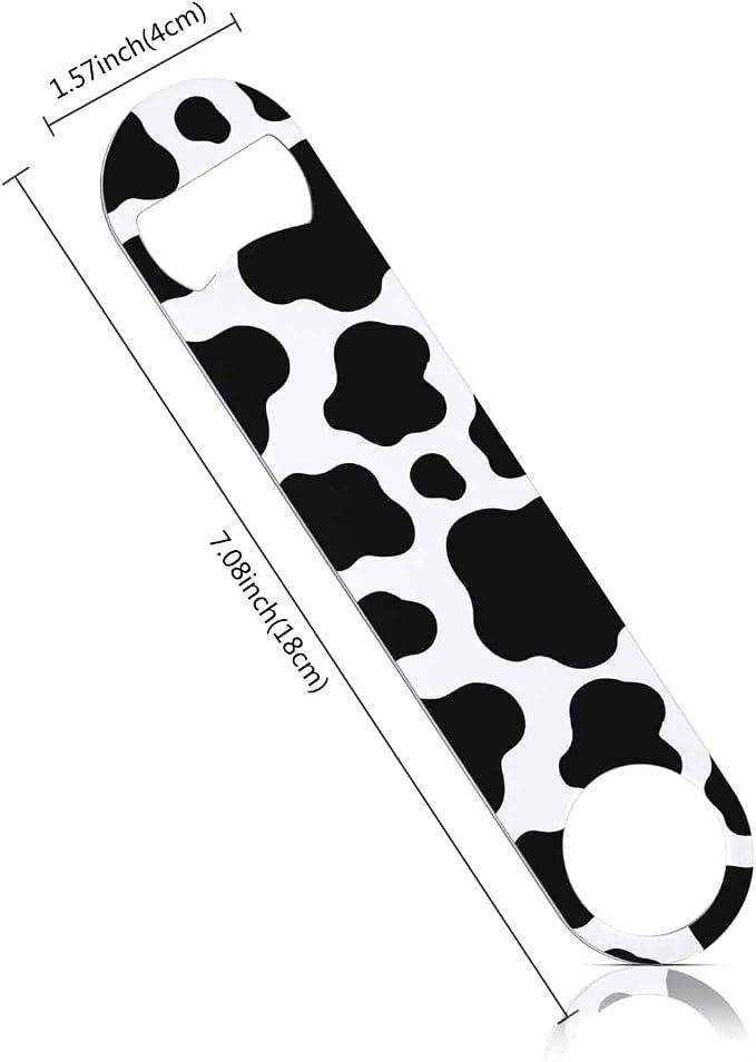 Cow Texture Stainless Steel Bottle Opener Jungle Animal Black and White Print - Image 2