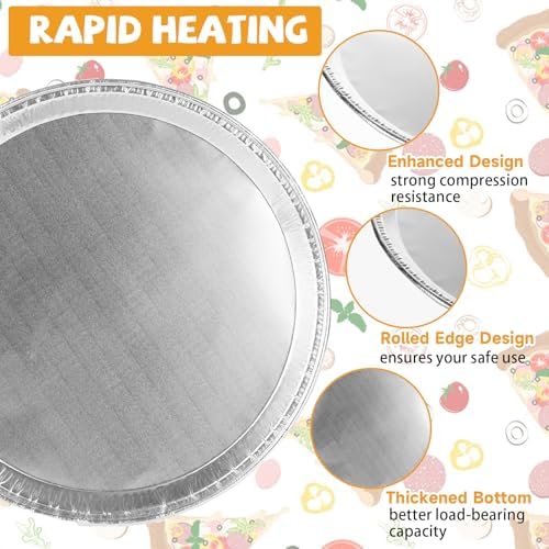 50 Pack 12 Inch Disposable Round Foil Pizza Pan Trays Aluminum Pizza