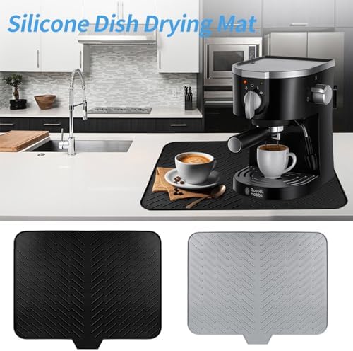 Extra Large Silicone Dish Drying Mat 22.63"L x 16.85"W (Grey)