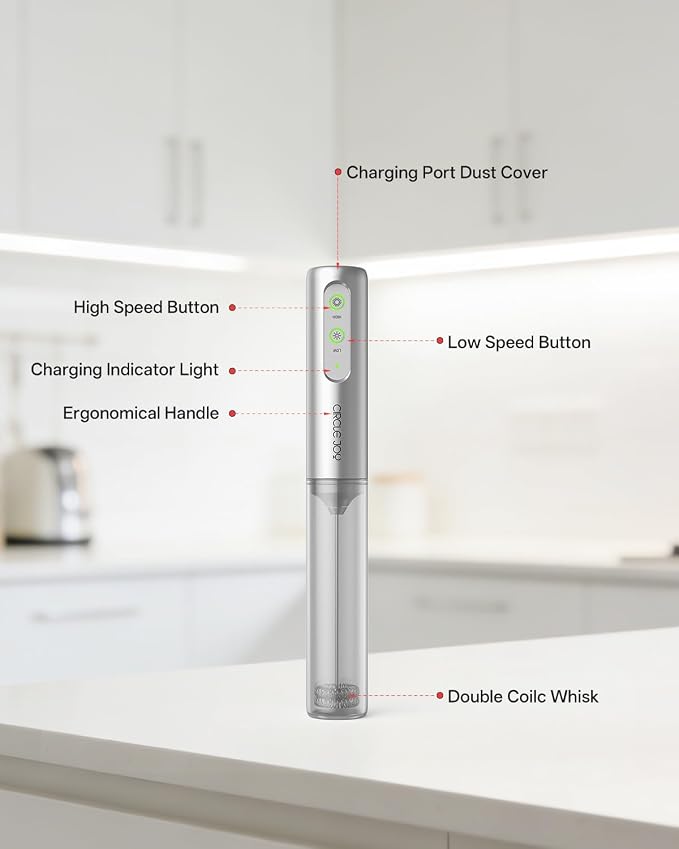 CIRCLE JOY Rechargeable 2-Speed Handheld Milk Frother - Image 8