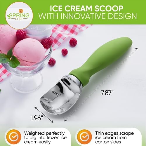 Spring Chef Professional Ice Cream Scoop & Stainless Steel Swivel
