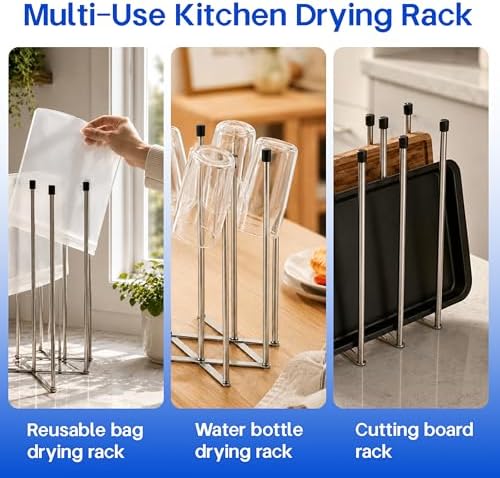 Reusable Bags Drying Rack, Extra Tall Foldable Stainless Steel Stand