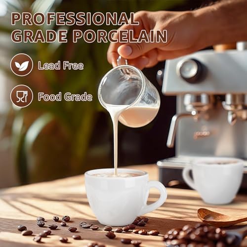 Pilnocok Ceramic Espresso Cups Set of 2, 2.5 oz White Small Coffee
