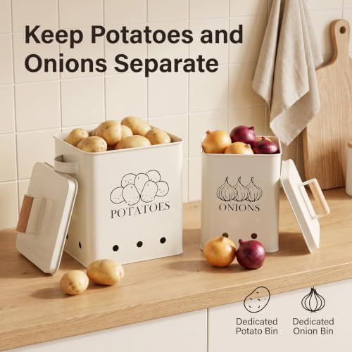 Potato and Onion Storage Bin Set with Lid, Kitchen Vegetable Storage