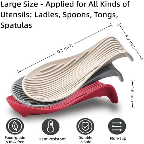 "Deck Chair" Spoon Rest, Silicone Utensil Holder for Stove, Red