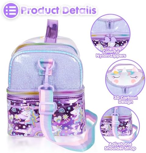 Kids Double Decker Insulated Lunch Bag, Unicorn