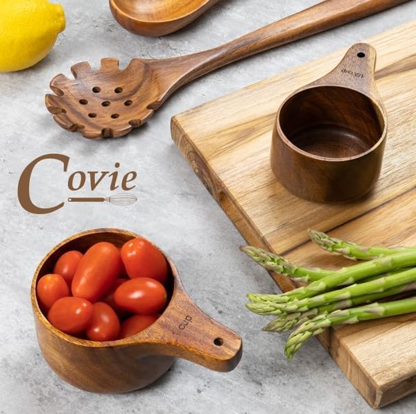 Covie Wooden Measuring Cups and Spoons Set - Cute Measuring Cups, Wood