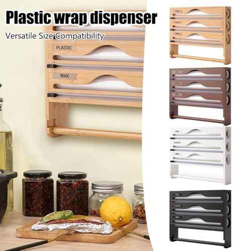 Cling Film and Foil Dispenser - Wall-Mounted Foil Cutters Organizer