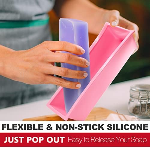 LERYKIN 42oz Rectangular Silicone Soap Mold Kit with Cutter
