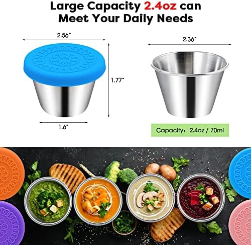 Winceed 6Pack 2.4oz Salad Dressing Container To Go, Small Stainless