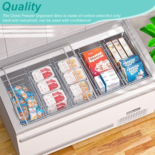 SANNO Chest Freezer Baskets, Stainless Steel Storage Organizer Bins