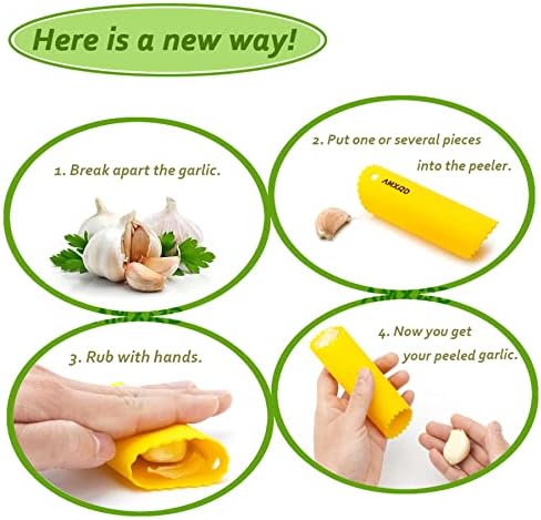 Stainless Steel Garlic Press Rocker with Silicone Peeler